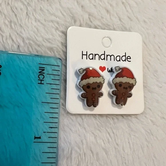 Gingerbread with Santa hat earrings - Picture 1 of 4
